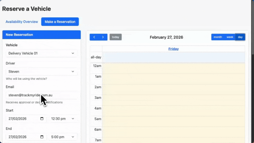 Animated overview of opening the public Reservation Portal and moving through its booking workflow.