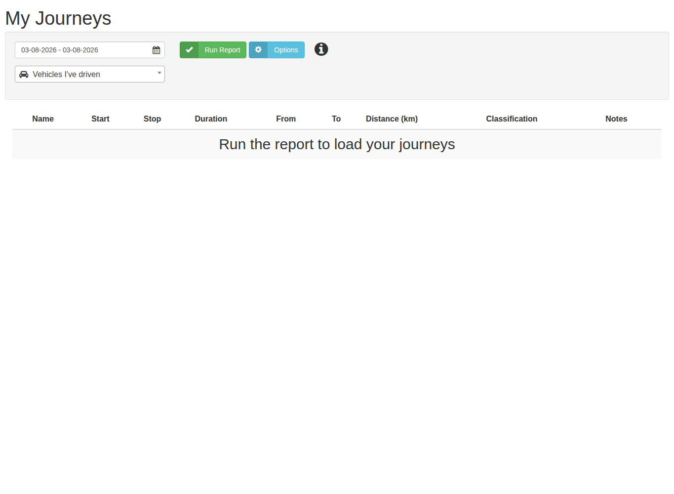 My Journeys page showing recent journey review controls for the signed-in person.