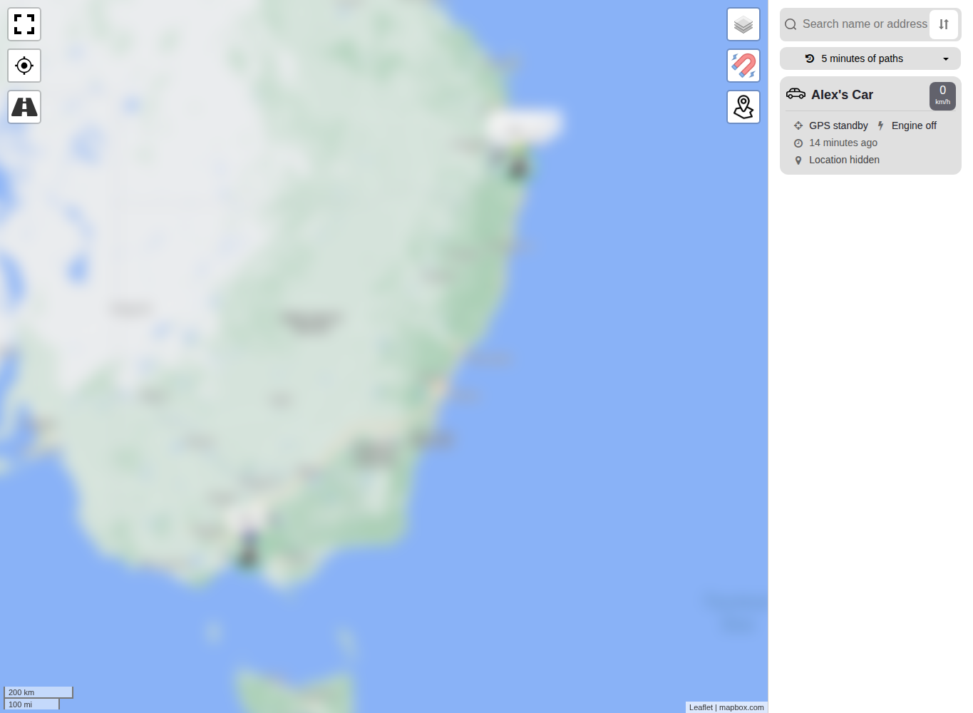 Live map showing vehicle location context used when checking GPS accuracy.