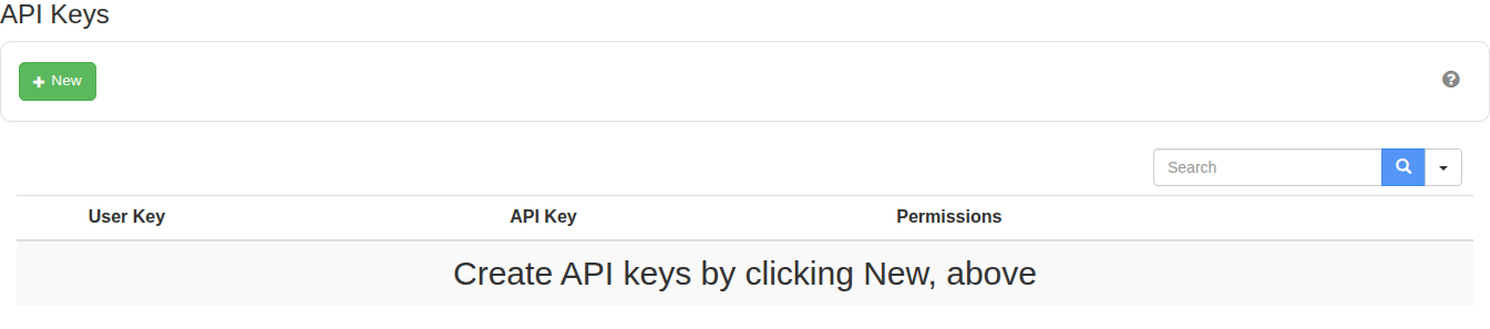 API Keys tab showing the privacy-safe overview used before connecting another system.